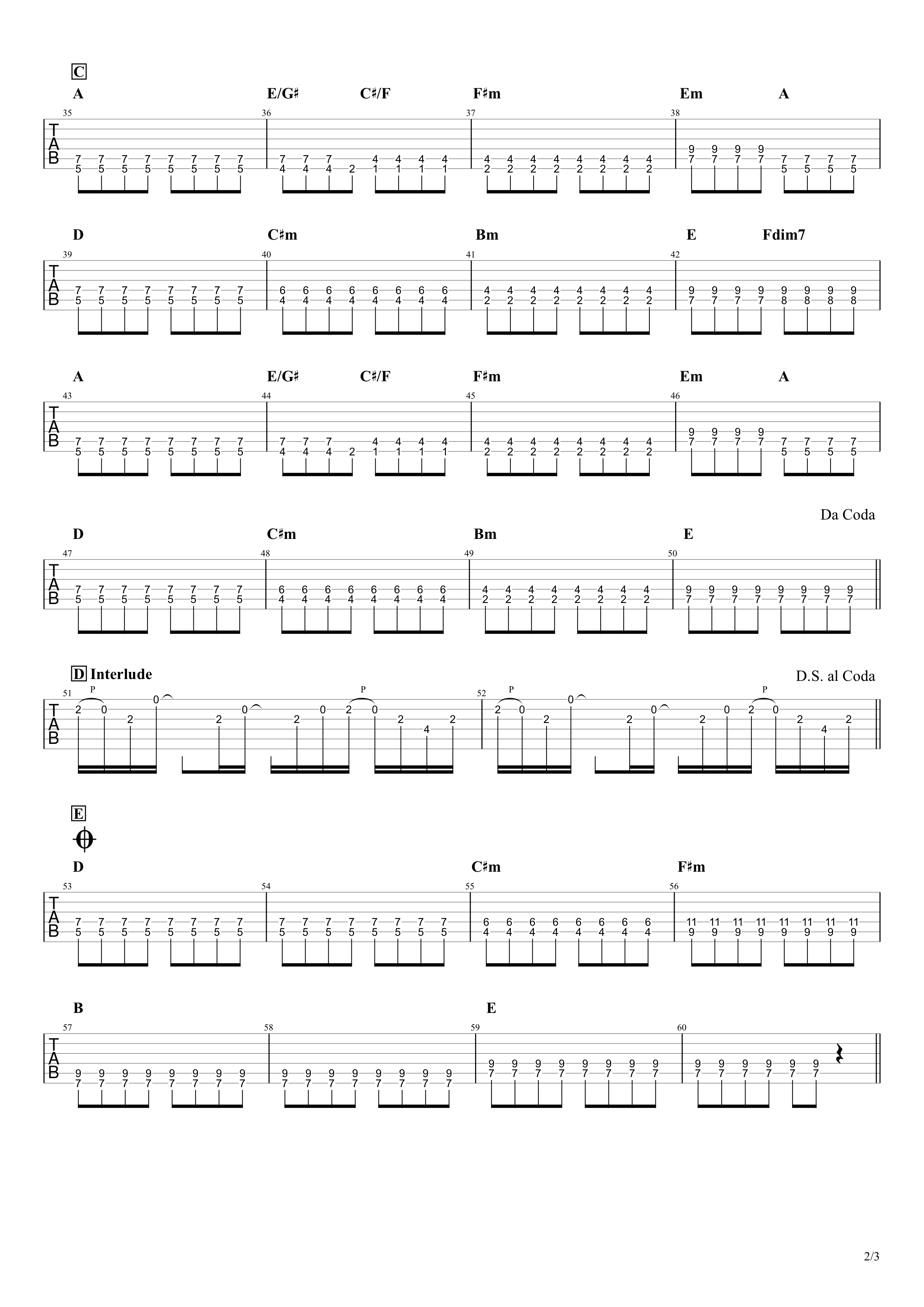 Pretender／Official髭男dism】無料ギターTAB譜／イントロアルペジオ 