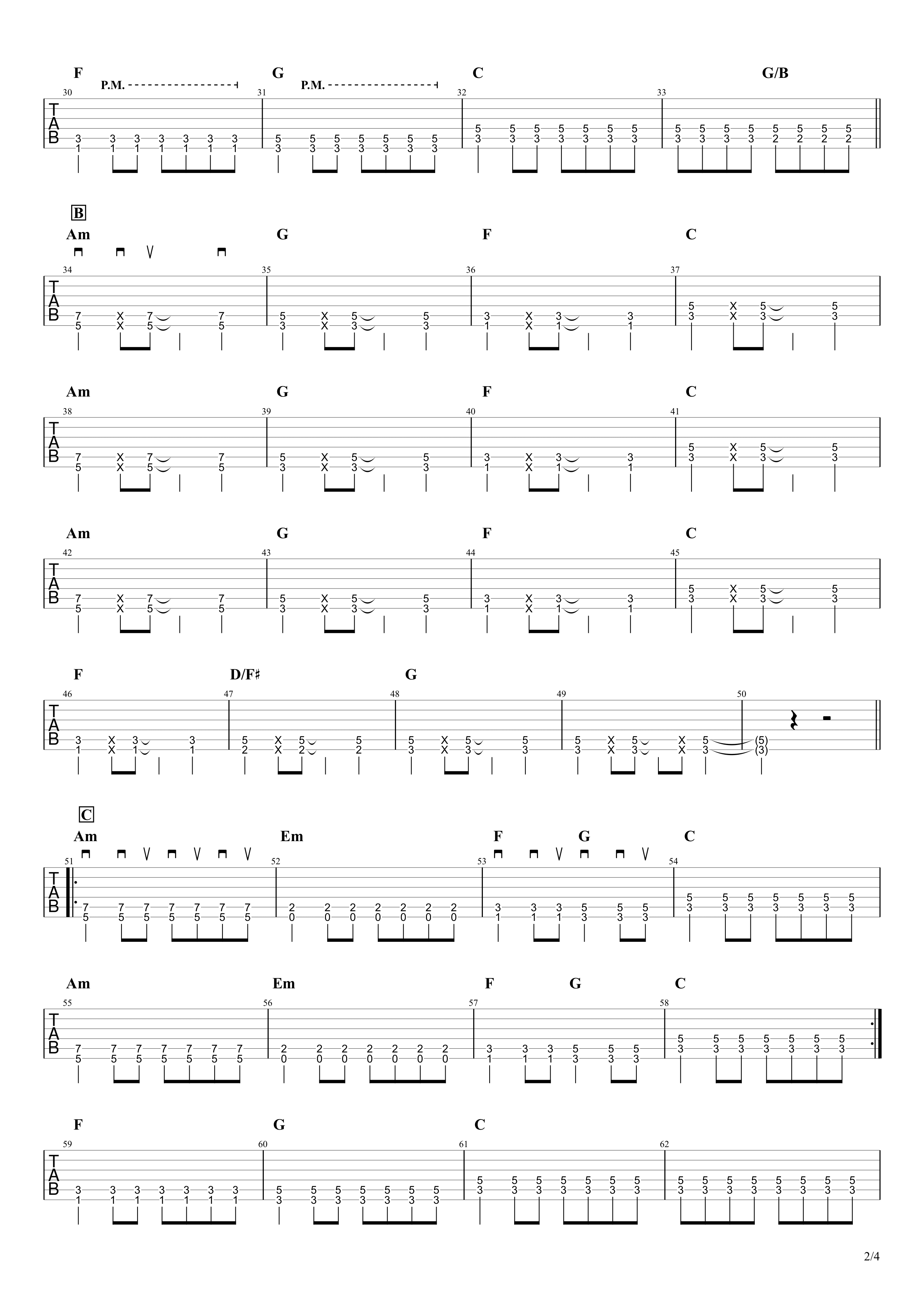 花唄 Greeeen 無料ギターtab譜 パワーコードで全部弾けるアレンジver Easy Guitar Net