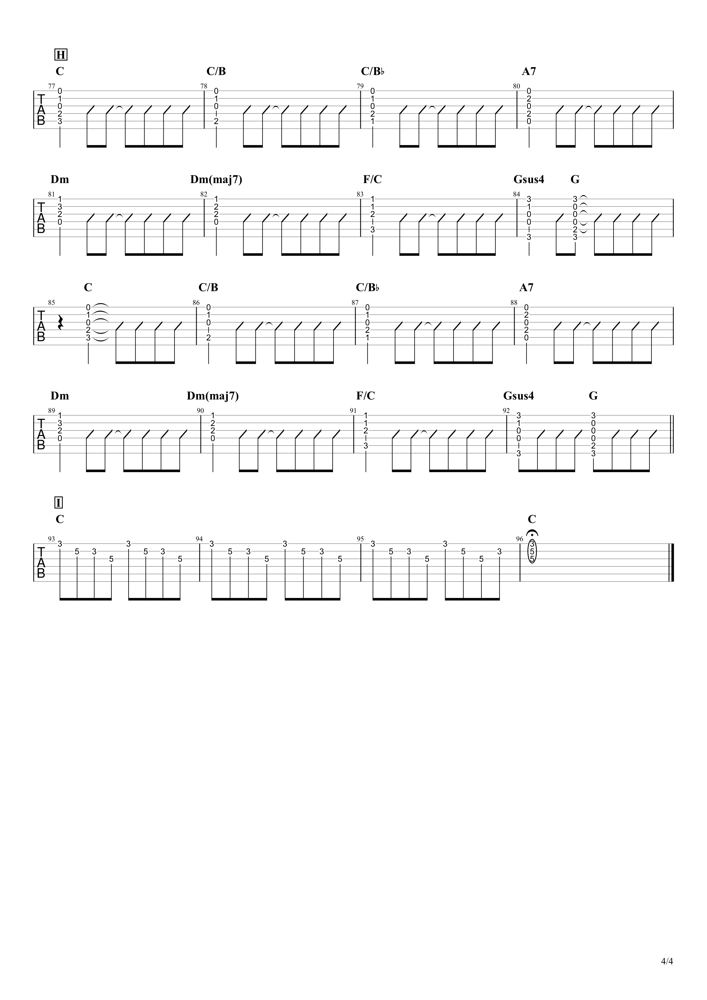 スターライトパレード／SEKAI NO OWARI　ギター簡単コード＆アルペジオタブ譜04