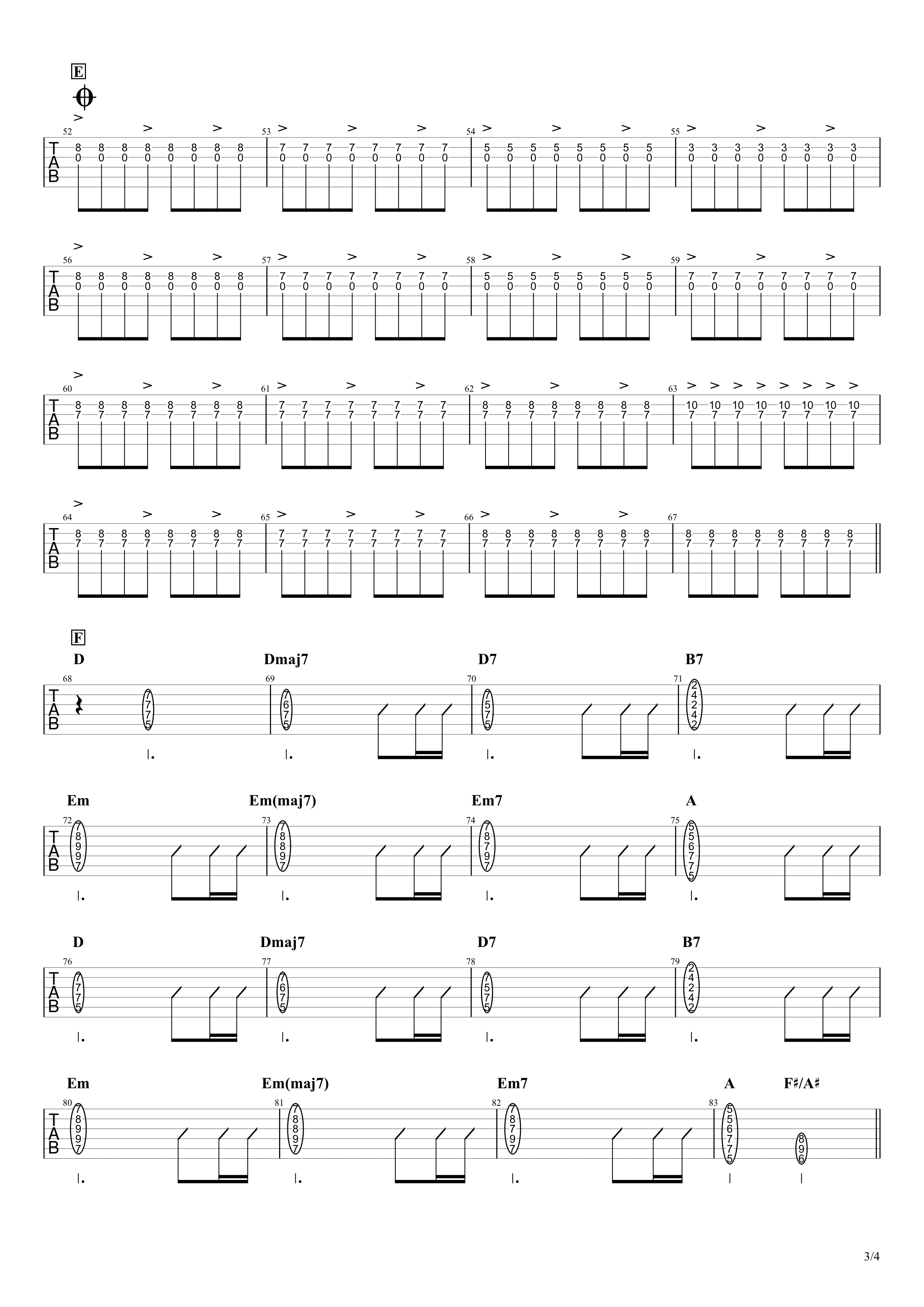 スターライトパレード／SEKAI NO OWARI　ギターコード＆アルペジオタブ譜03