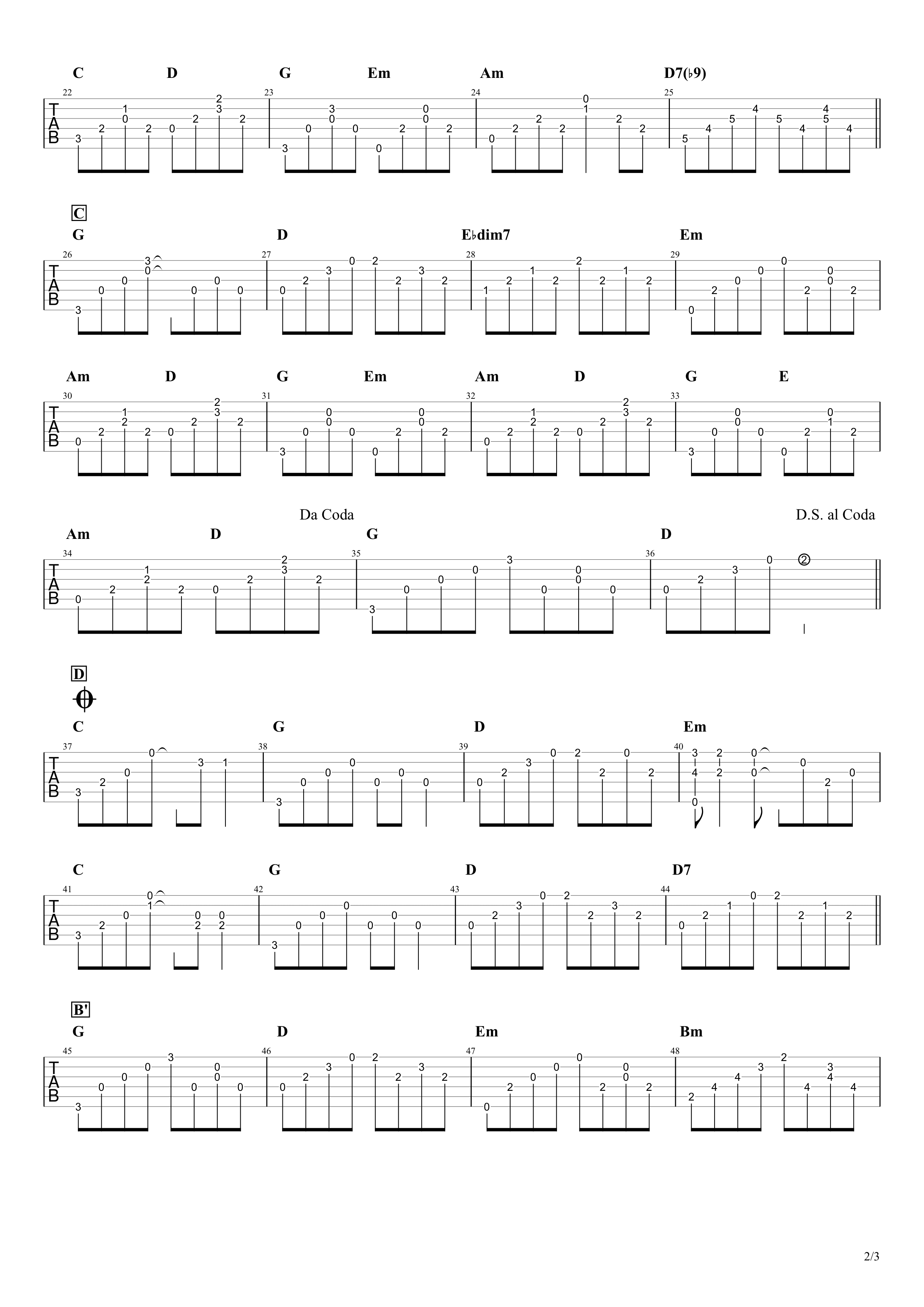 ウェディング・ソング／斉藤和義　ギタータブ譜　アルペジオほぼ完コピVer.02