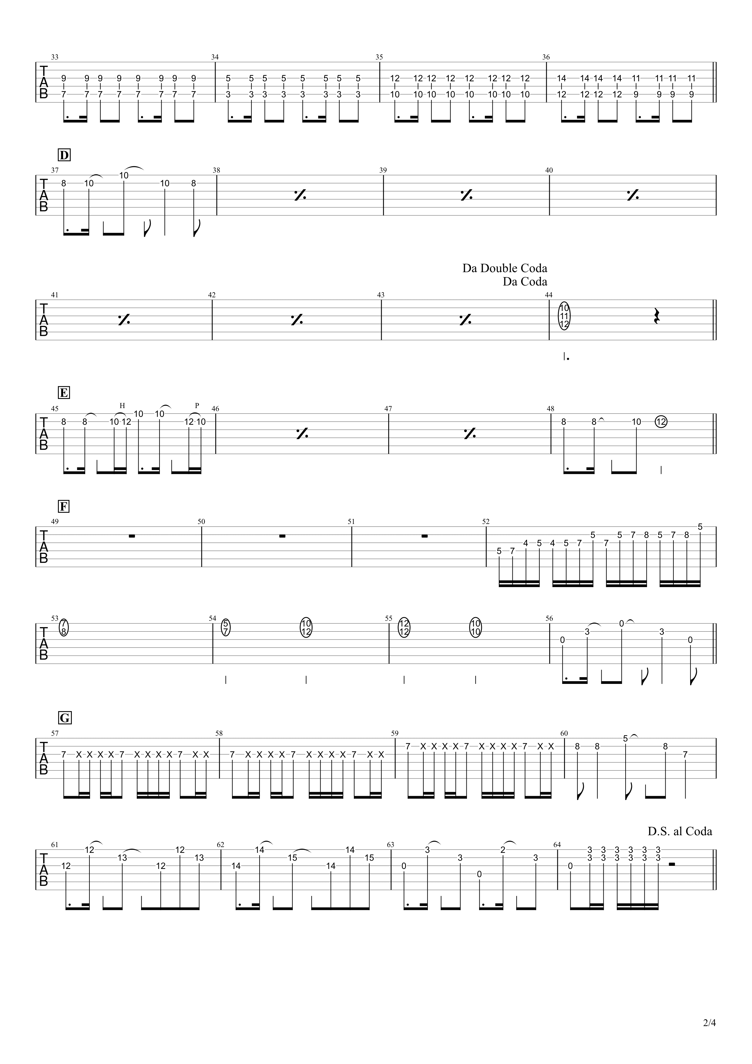 ワタリドリ／Alexandros　ギタータブ譜　リードギターほぼ完コピVer.02