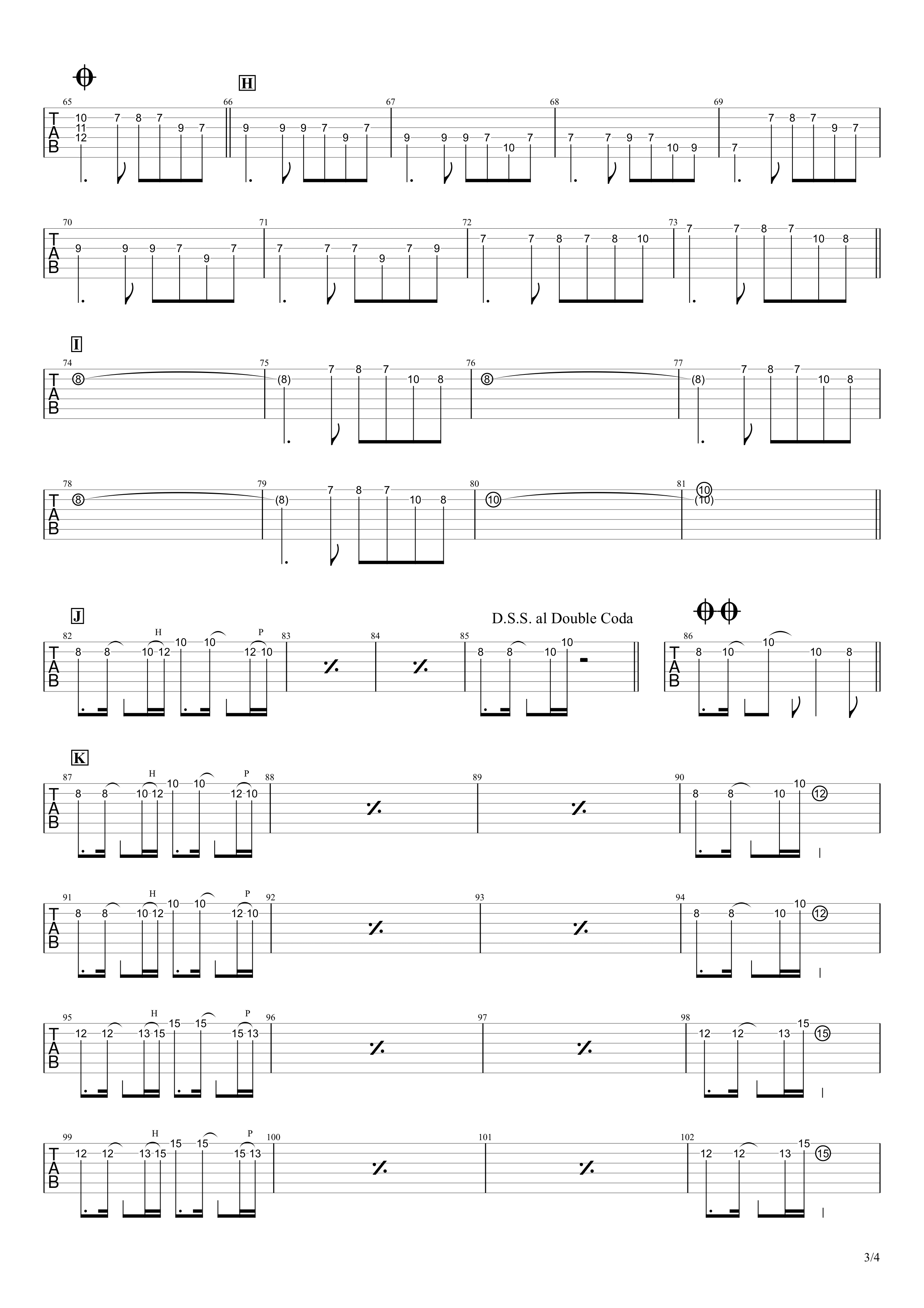 ワタリドリ／Alexandros　ギタータブ譜　リードギターほぼ完コピVer.03