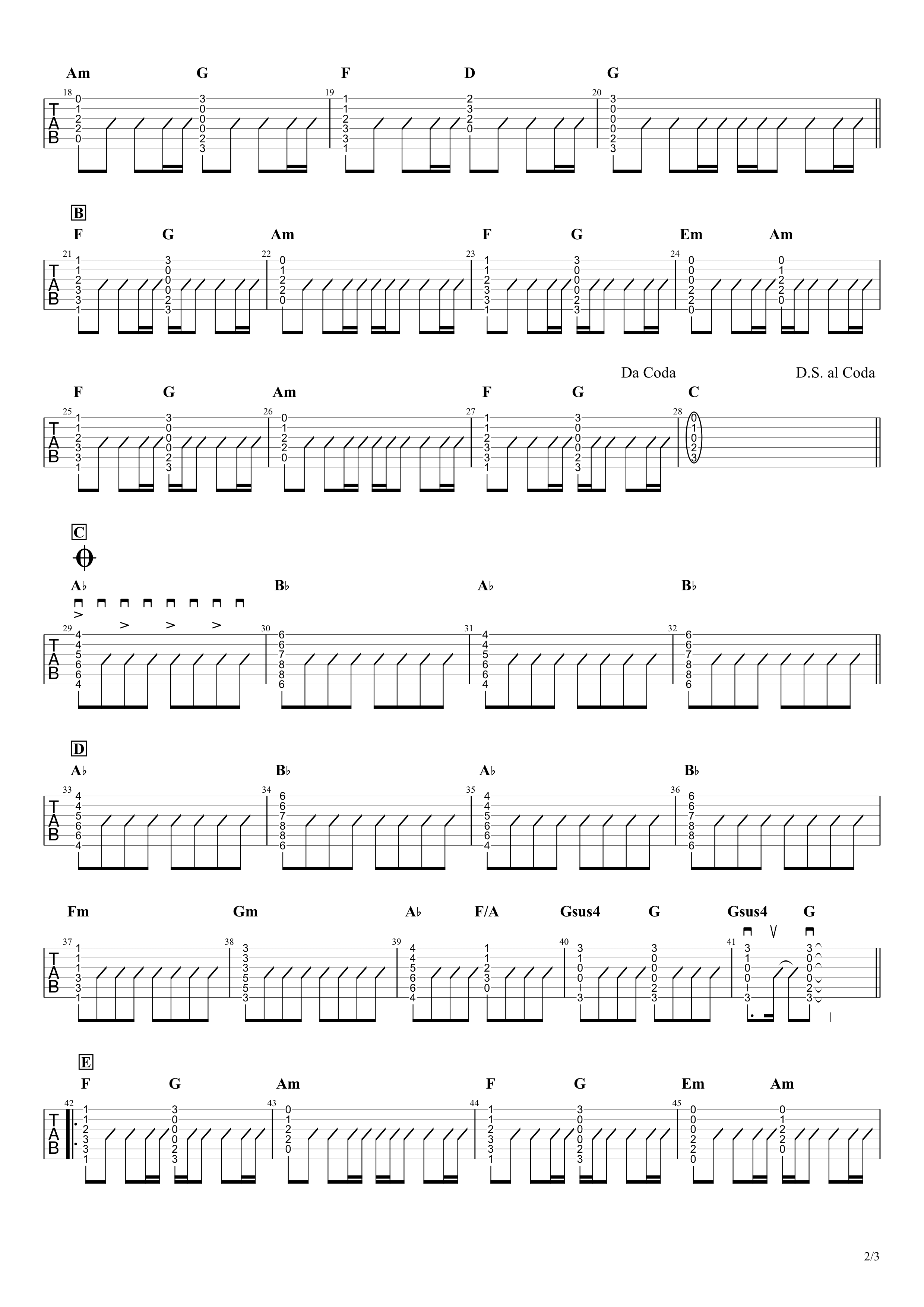 願いの詩／コブクロ　ギターコードタブ譜　アコギ向けストローク＆イントロメロディー02