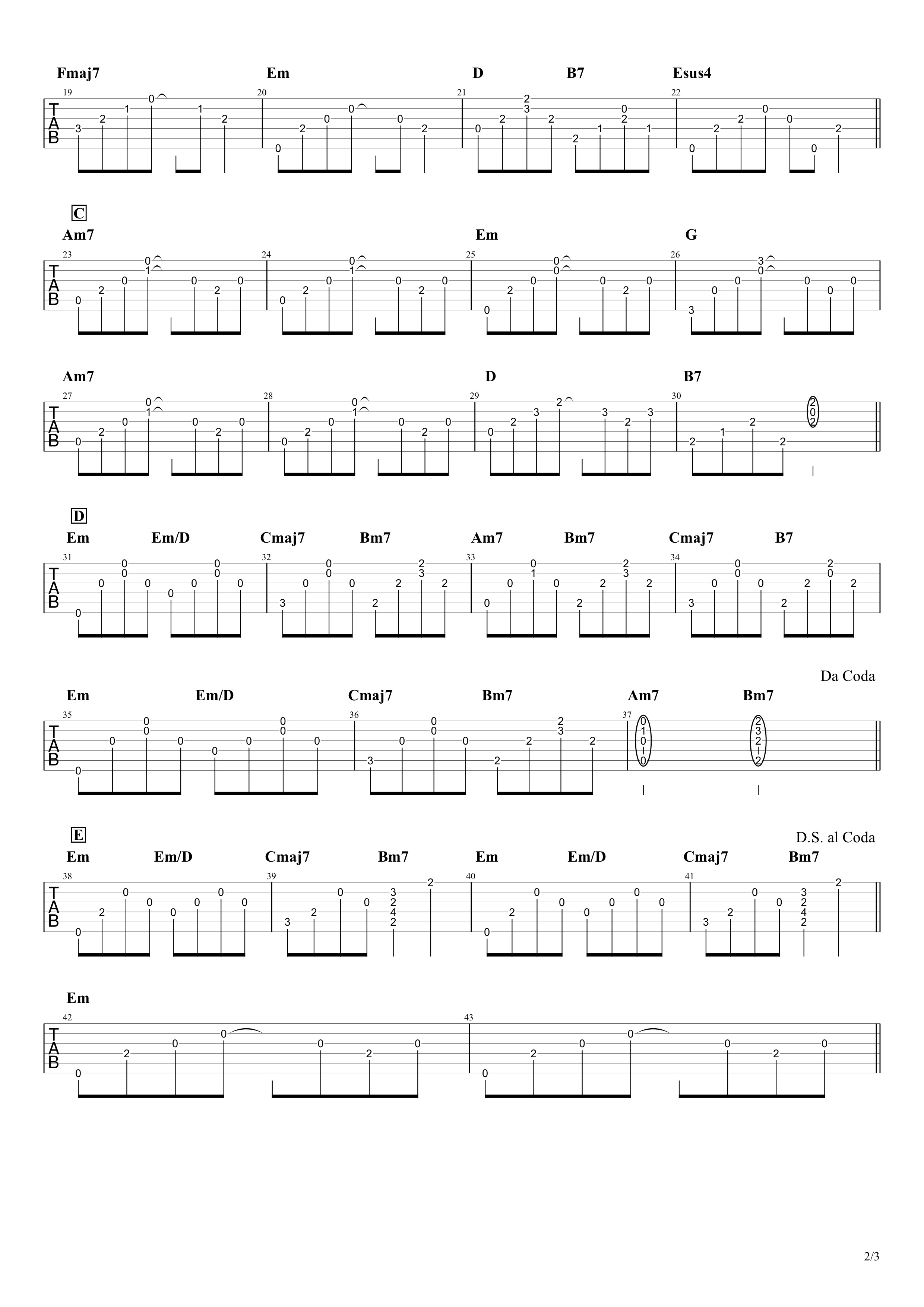 また君に恋してる 坂本冬美 無料ギターコードtab譜 アルペジオで弾くアレンジver Easy Guitar Net