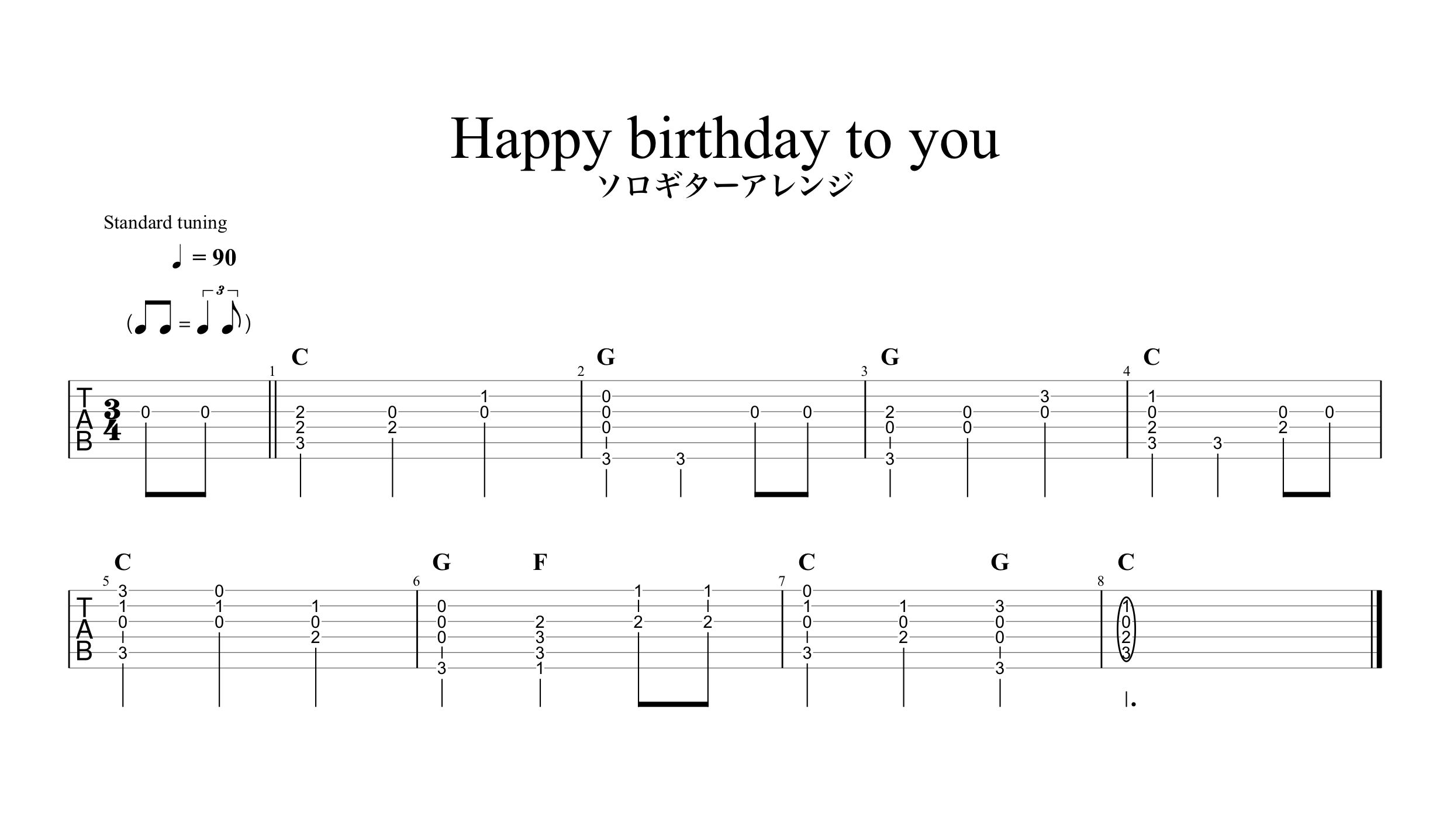 Happy birthday to you（ハッピーバースデートゥーユー）｜ソロギターアレンジVer.