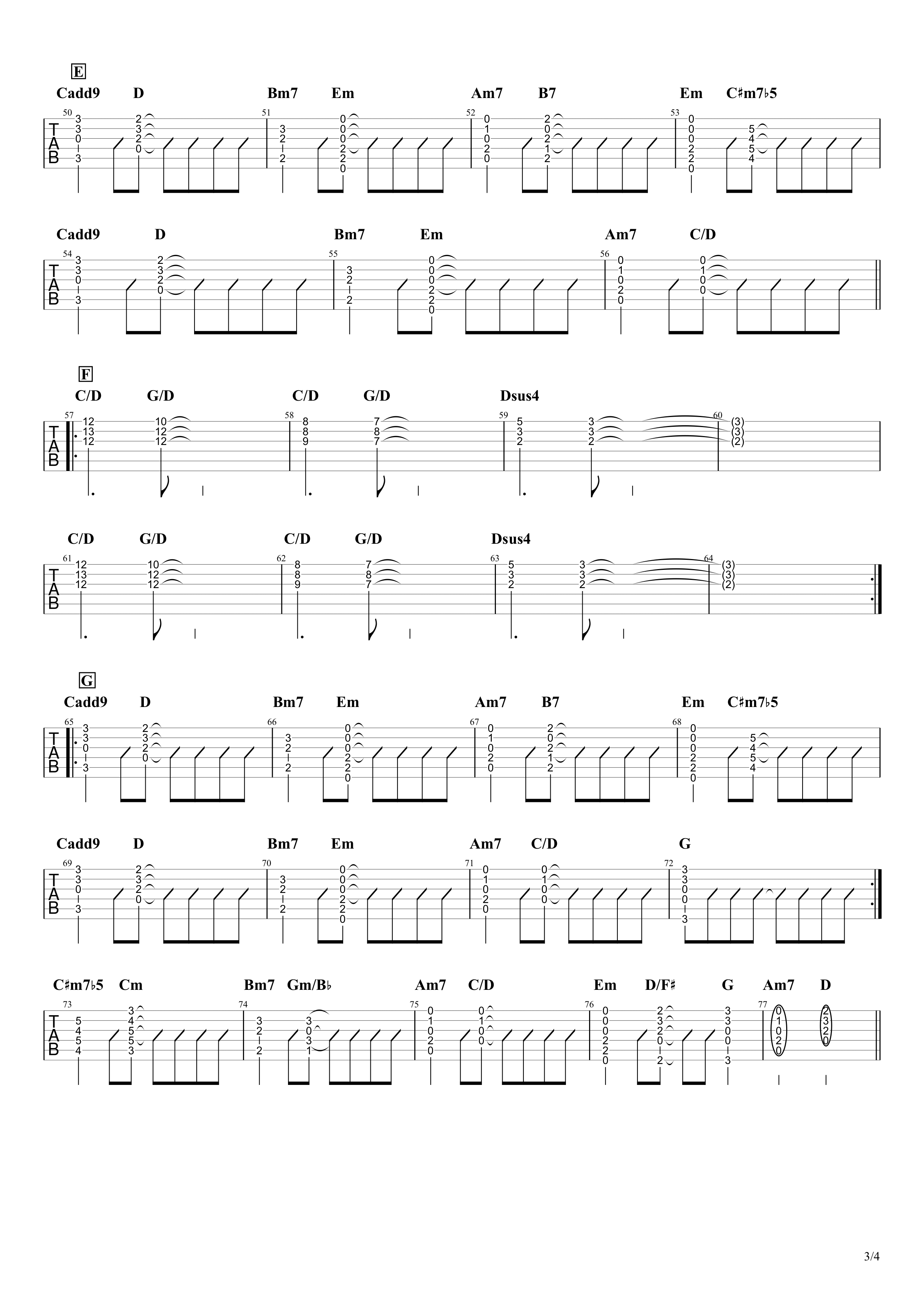 プラネタリウム／BUMP OF CHICKEN　ギタータブ譜　イントロ＆コードストロークVer.03