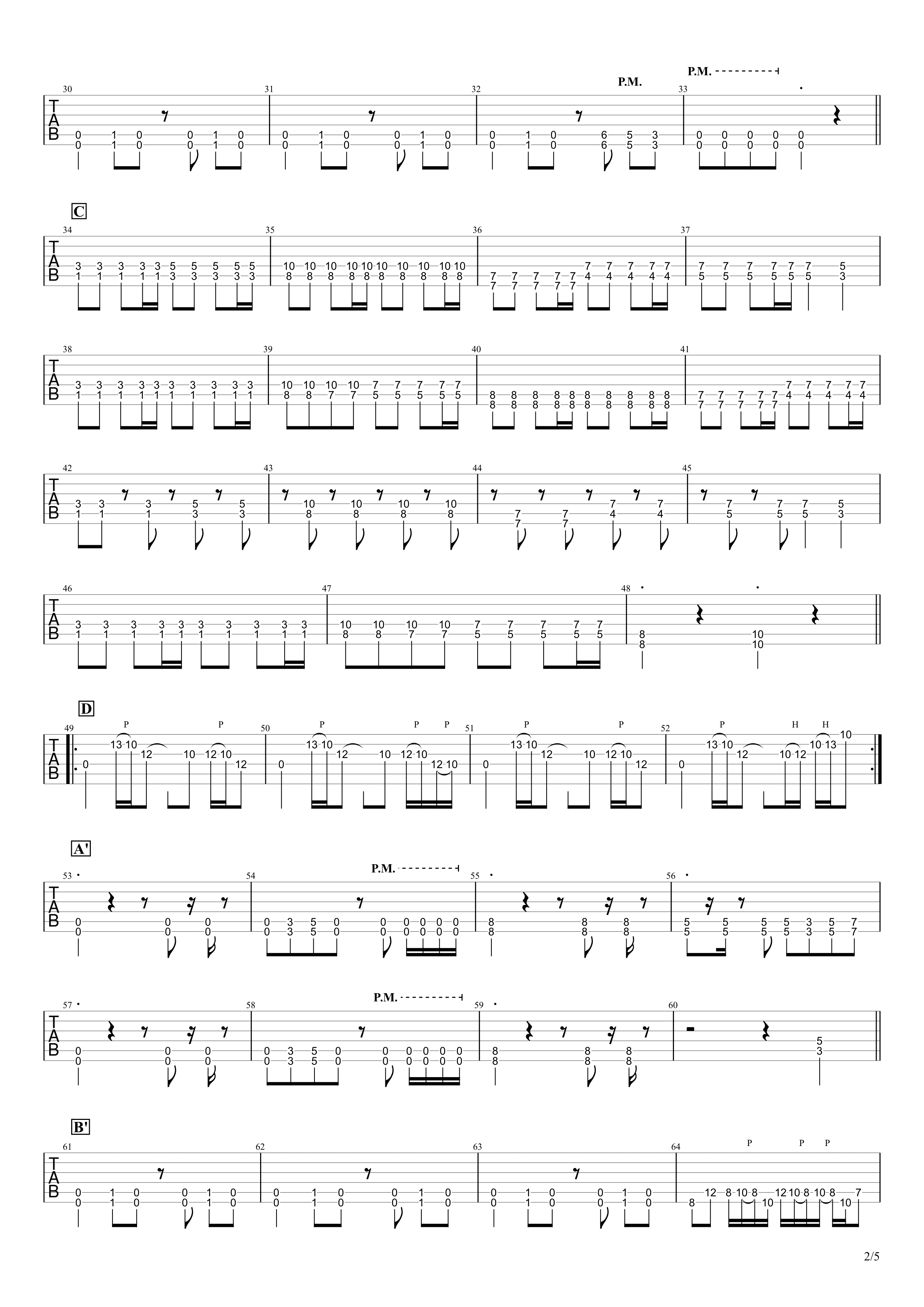 金色グラフティー／ROTTENGRAFFTY　ギタータブ譜　リードギターほぼ完コピVer.02