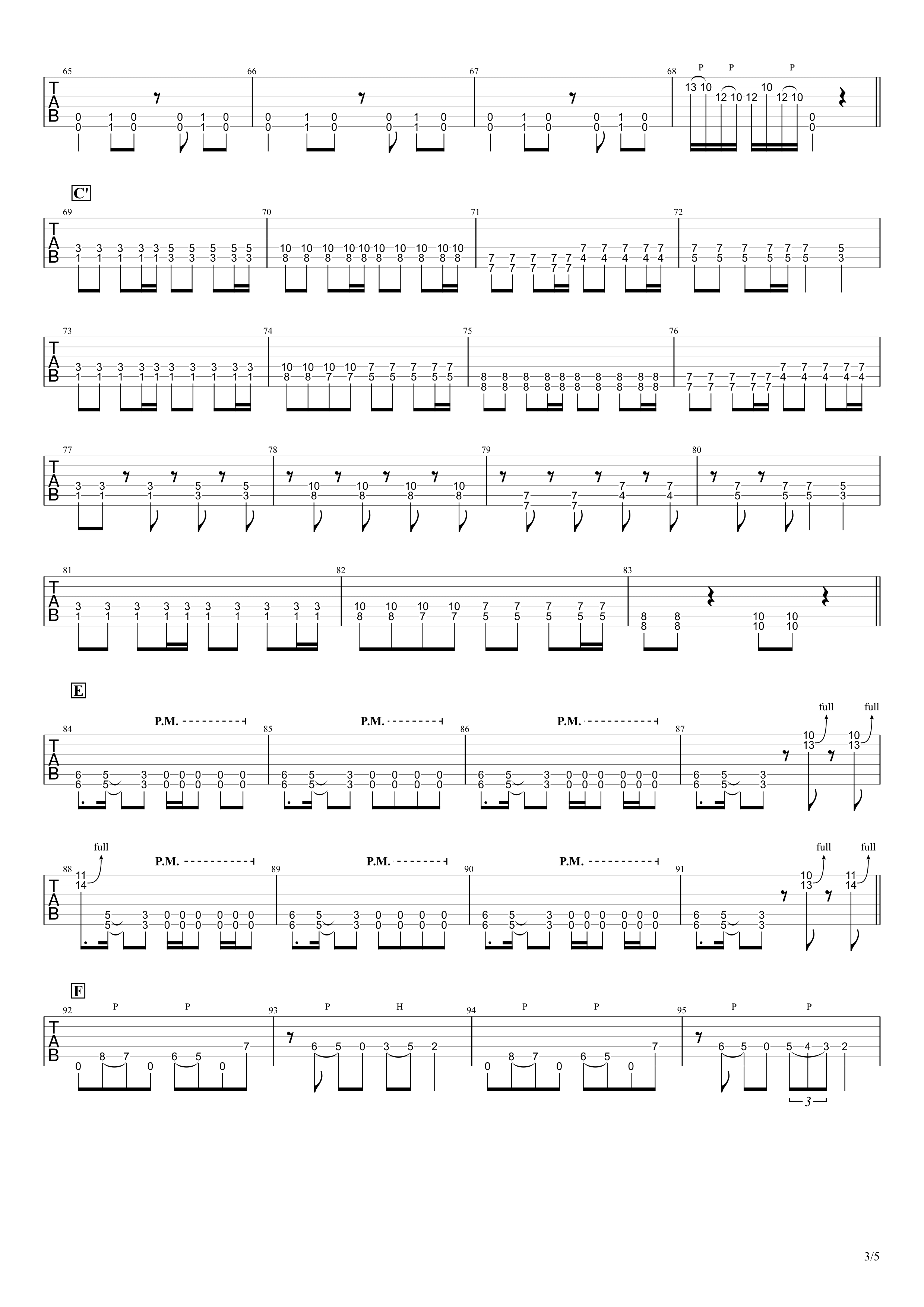 金色グラフティー／ROTTENGRAFFTY　ギタータブ譜　リードギターほぼ完コピVer.03