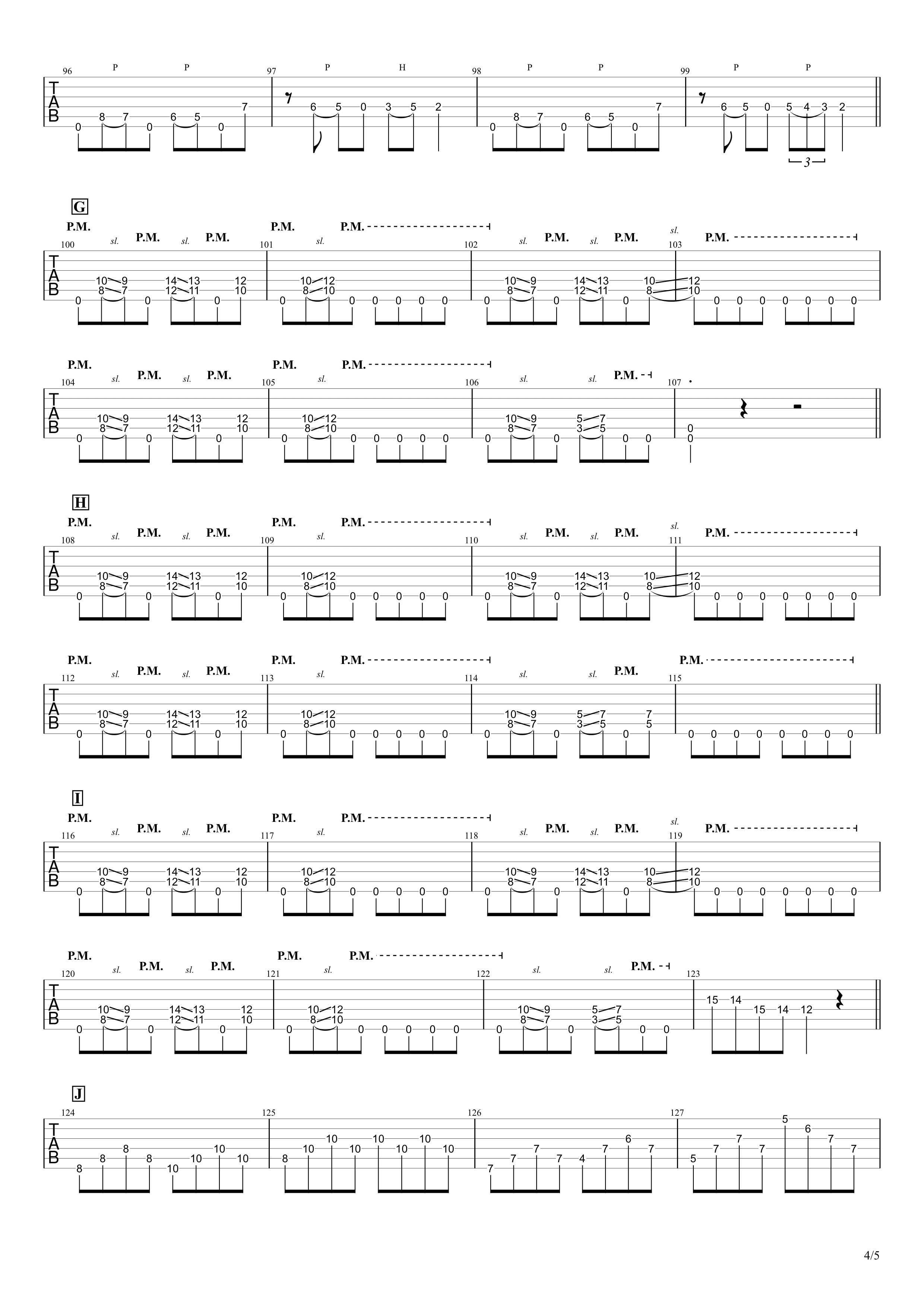 金色グラフティー／ROTTENGRAFFTY　ギタータブ譜　リードギターほぼ完コピVer.04