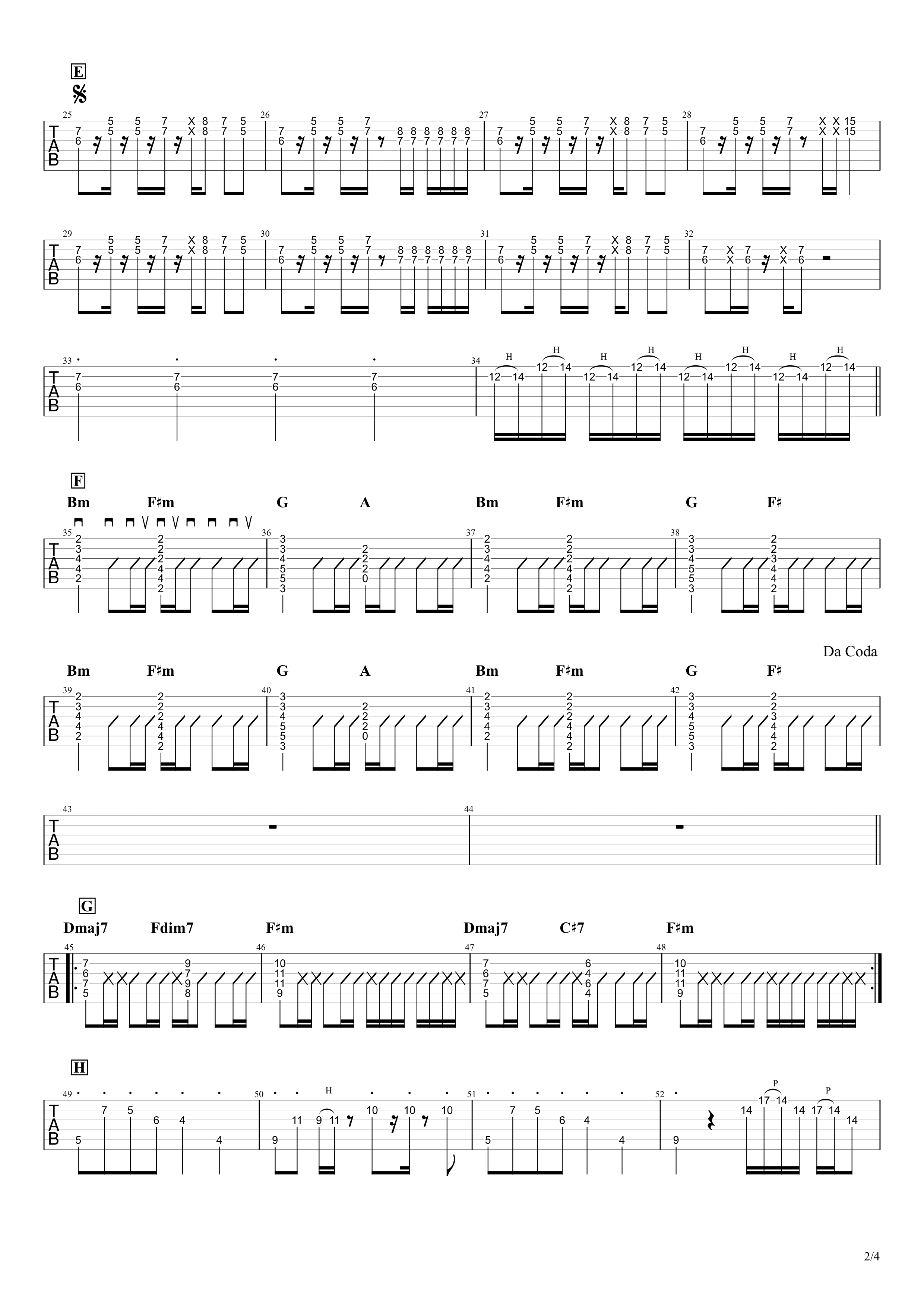 DARMA GRAND PRIX／RADWIMPS　ギタータブ譜　リードギター簡単アレンジVer.02