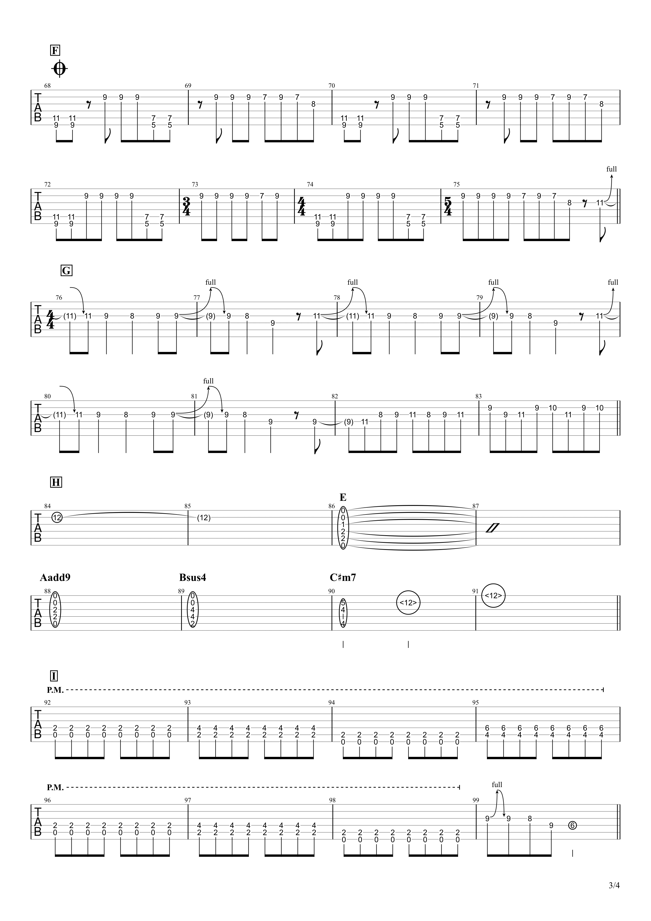 キミシダイ列車／ONE OK ROCK　ギタータブ譜　リードギターほぼ完コピVer.03