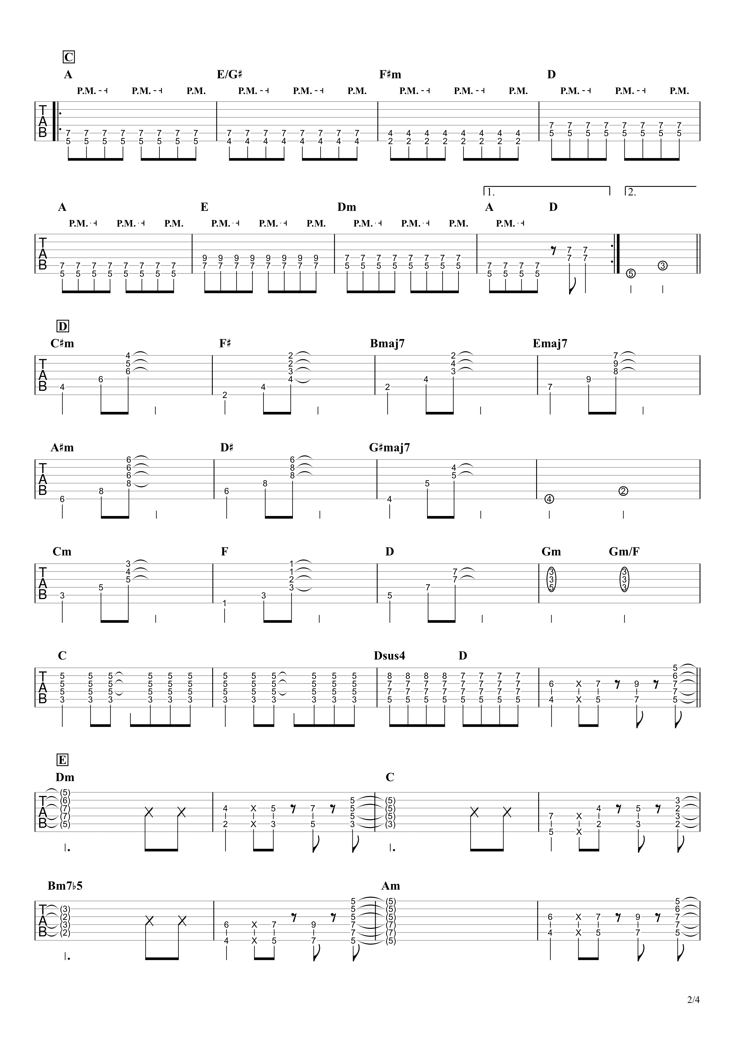メリッサ／ポルノグラフィティ　ギタータブ譜　リードギターほぼ完コピVer.02