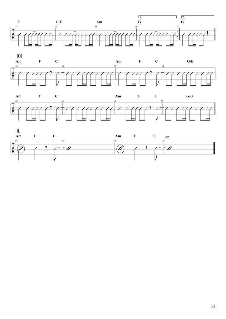 【Torches／Aimer】無料ギターコード譜／簡単コードストロークアレンジVer.